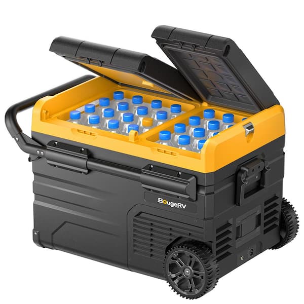BougeRV 37 qt. 12V Car Refrigerator Dual Zone Portable Freezer Fridge APP Control Compressor Cooler with 12V/24VDC 110~240V AC