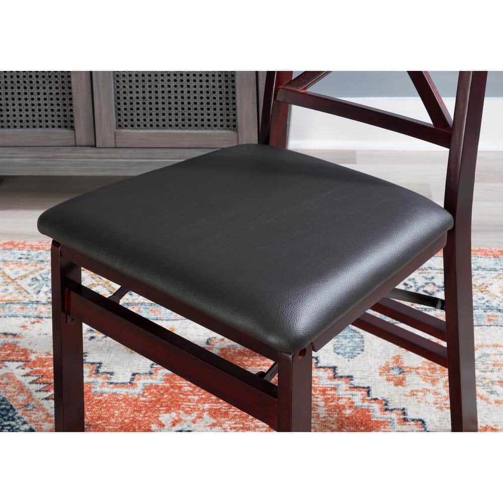 Brown Faux Leather High Cross Back Side Chair Set