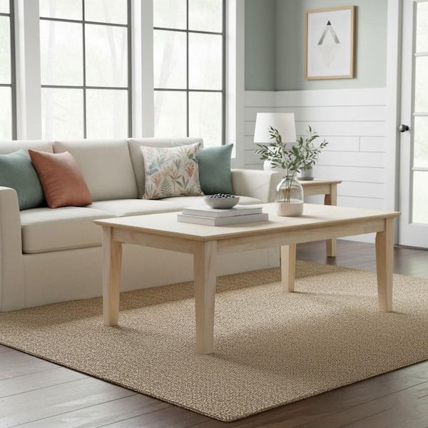 International Concepts 42 in. Unfinished Rectangle Wood Top Coffee Table