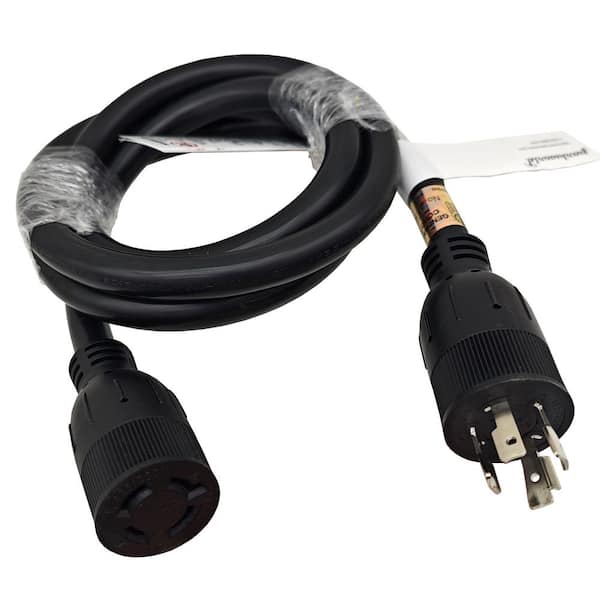 6 ft. 10/4 20 Amp 125/240-Volt Twist Lock 4-Prong Indoor/Outdoor NEMA L14-20 Generator Extension Cord, Black, UL Listed