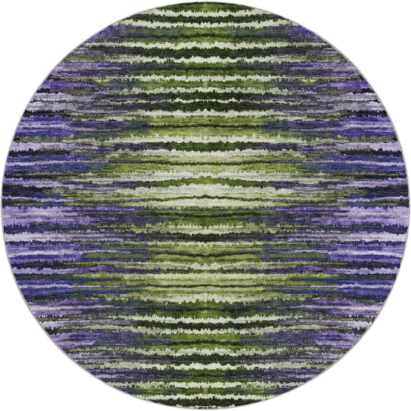 Dream Shag Premium Machine Washable Abstract ADS604 Purple 8 ft. x 8 ft. Round Rug