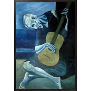 The Old Guitarist by Pablo Picasso Black Floater Framed People Oil Painting Art Print 25.5 in. x 37.5 in.