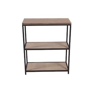 36.13 in. Brush Distressed Gray Metal 3-shelf Etagere Bookcase with Open Back