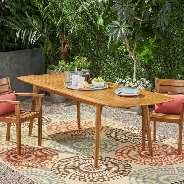 Outdoor Acacia Wood Expandable Dining Table with Extension, Teak