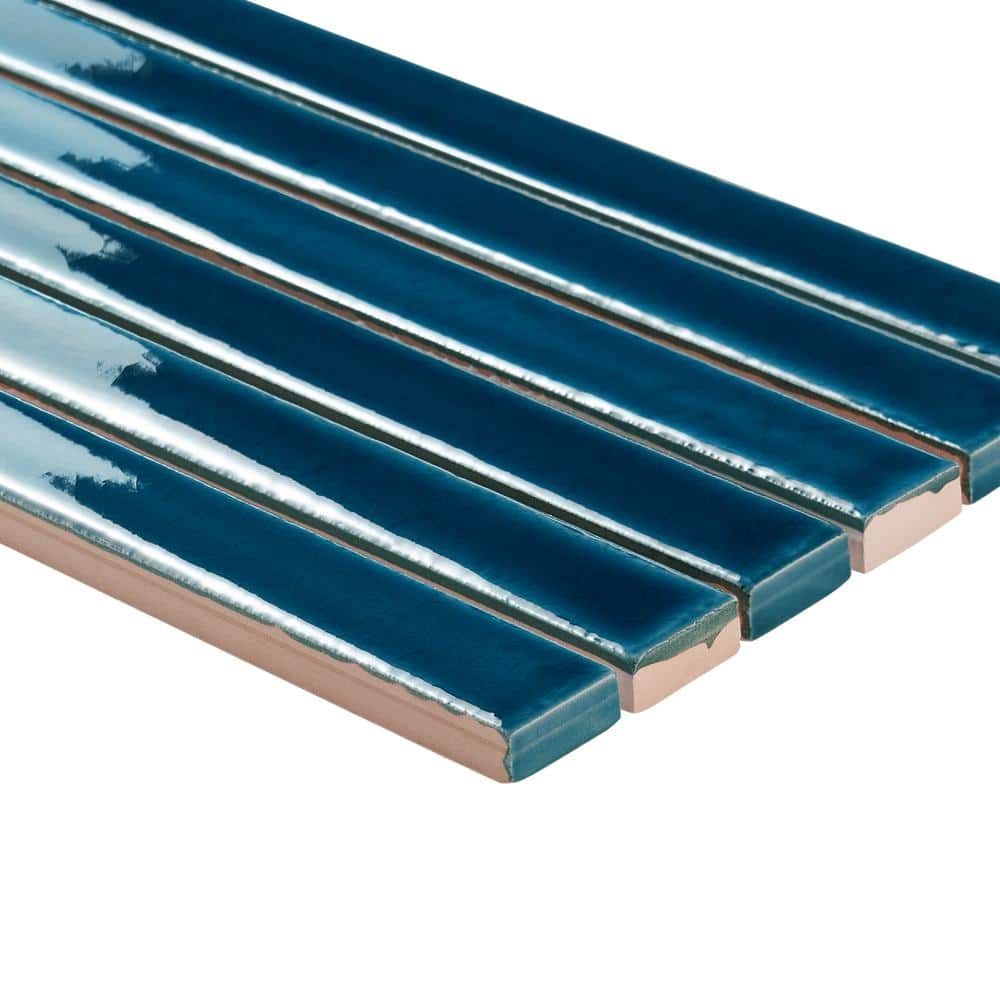 Sapphire Blue Glossy Ceramic Mosaic Wall Tile Sheet