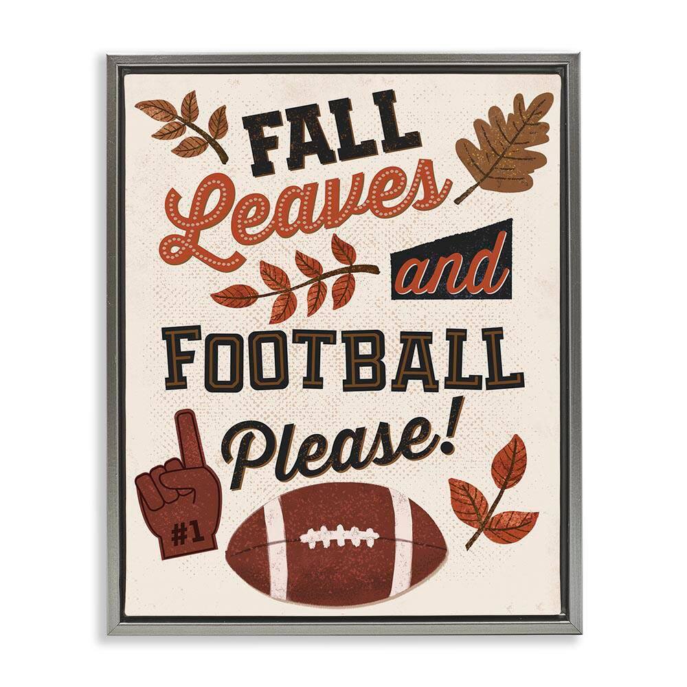 Fall Leaves and Football by Diane Labombarbe Gray Floater Frame Graphic Sports Art Print 21 in. x 17 in. price history on PriceWatchPro