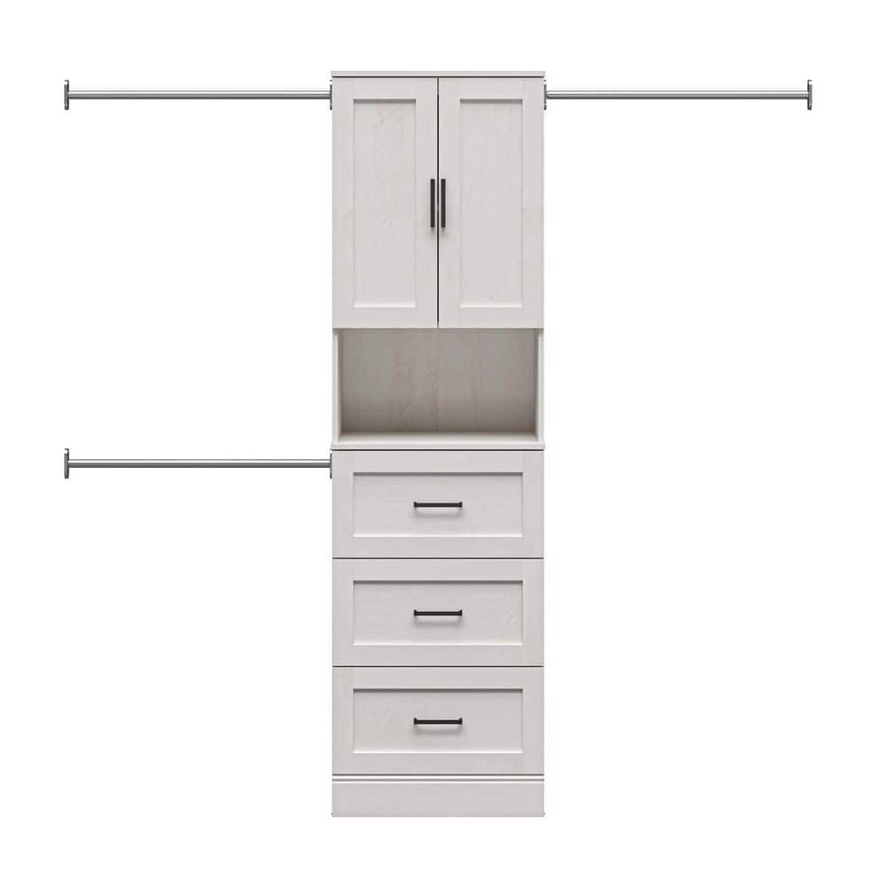 "Reynolds 25"" W x 83.25"" H Magnolia Oak Laminate Board Shaker Closet System Tower w/2 Doors, 3 Drawers and 2 shelves" price history on PriceWatchPro