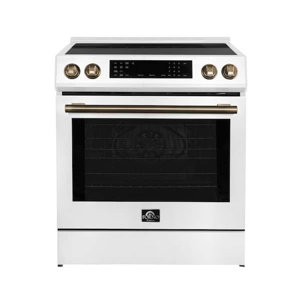 Forno Espresso Donatello 30 in. Slide-In Induction Range White 4 Element