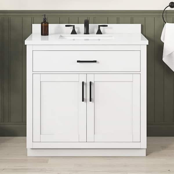 Bailey 36 in. Single Sink White Bath Vanity with White Quartz Top (Assembled)