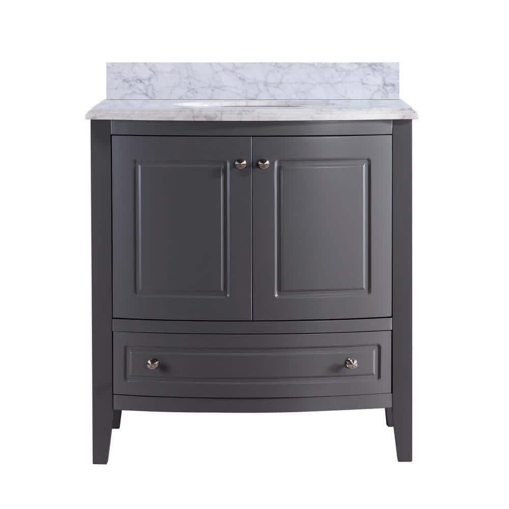 Estella 32" Grey Bathroom Vanity with White Marble Countertop