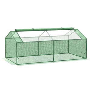 71 in. x 36 in. x 28 in. Greenhouse Crop Cage, Portable Hot House for Plants with Large Zipper Windows-Green