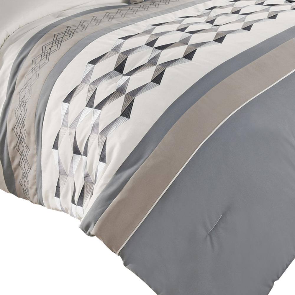 Blue and Gray 7-Piece Queen Microfiber Comforter Set