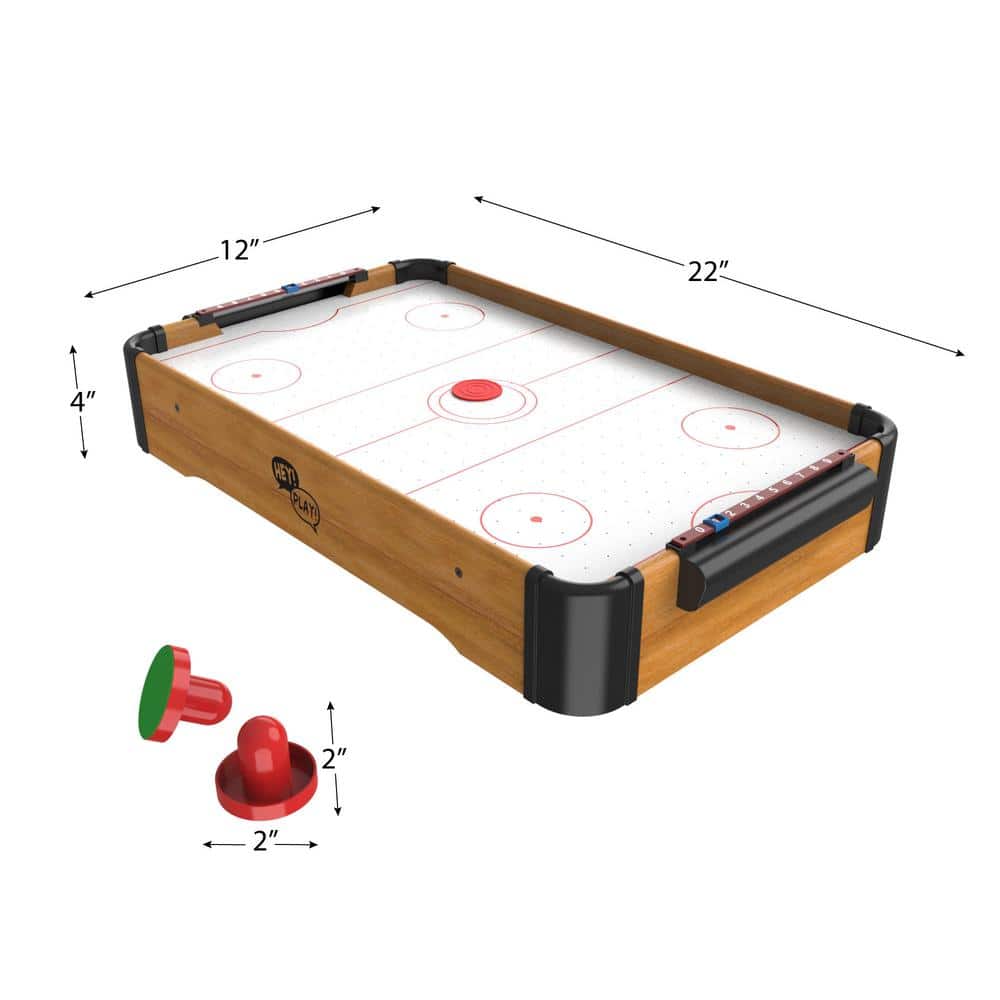 22'' Brown Wood Tabletop Air Hockey Game Set
