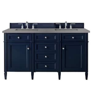 Brittany 60 in. W x 23.5 in.D x 34 in. H Double Bath Vanity in Victory Blue with Quartz Top in Grey Expo