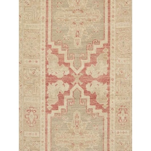 Oushak Coral/Beige 3 ft. x 13 ft. Floral and Botanical Wool Runner Area Rug
