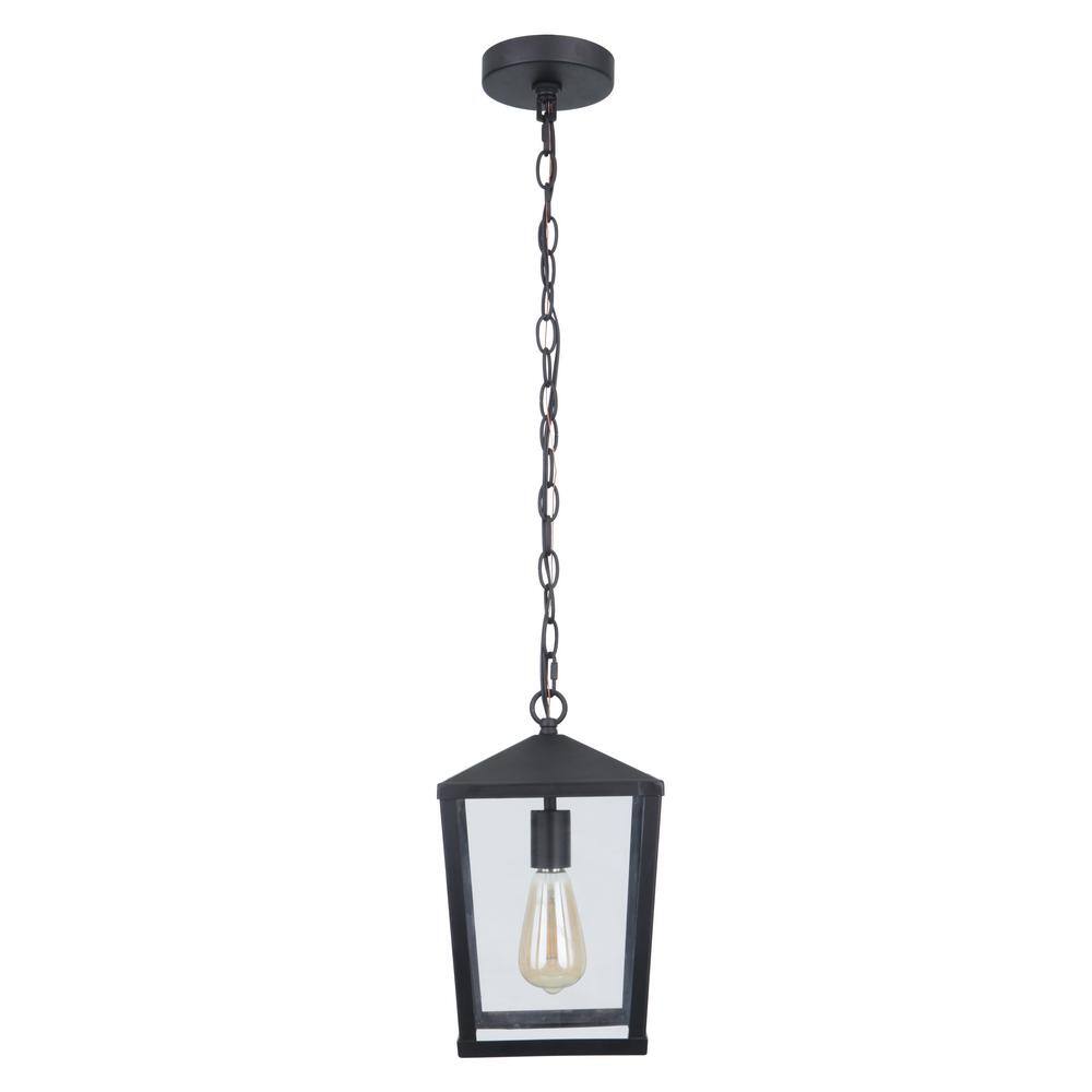 Midnight Black Glass 1-Light Outdoor Pendant