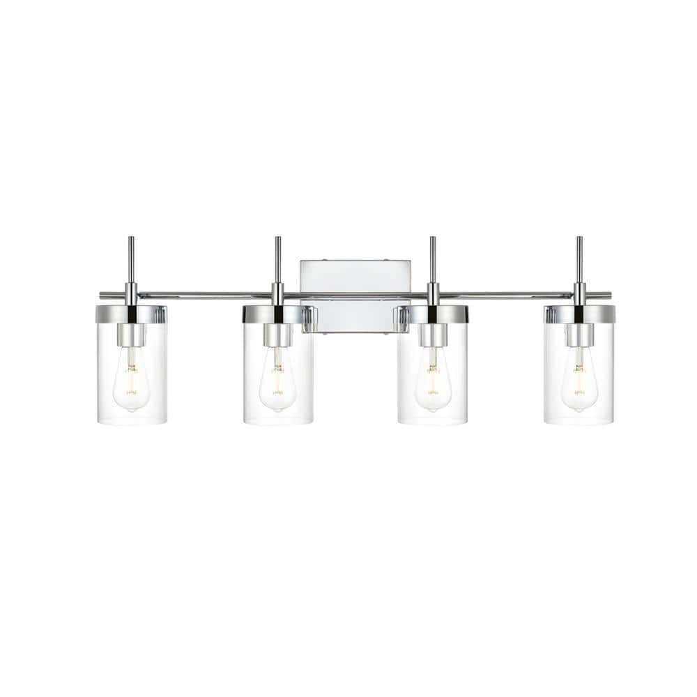 Simply Living 32 in. 4Light Modern Chrome Vanity Light with Clear