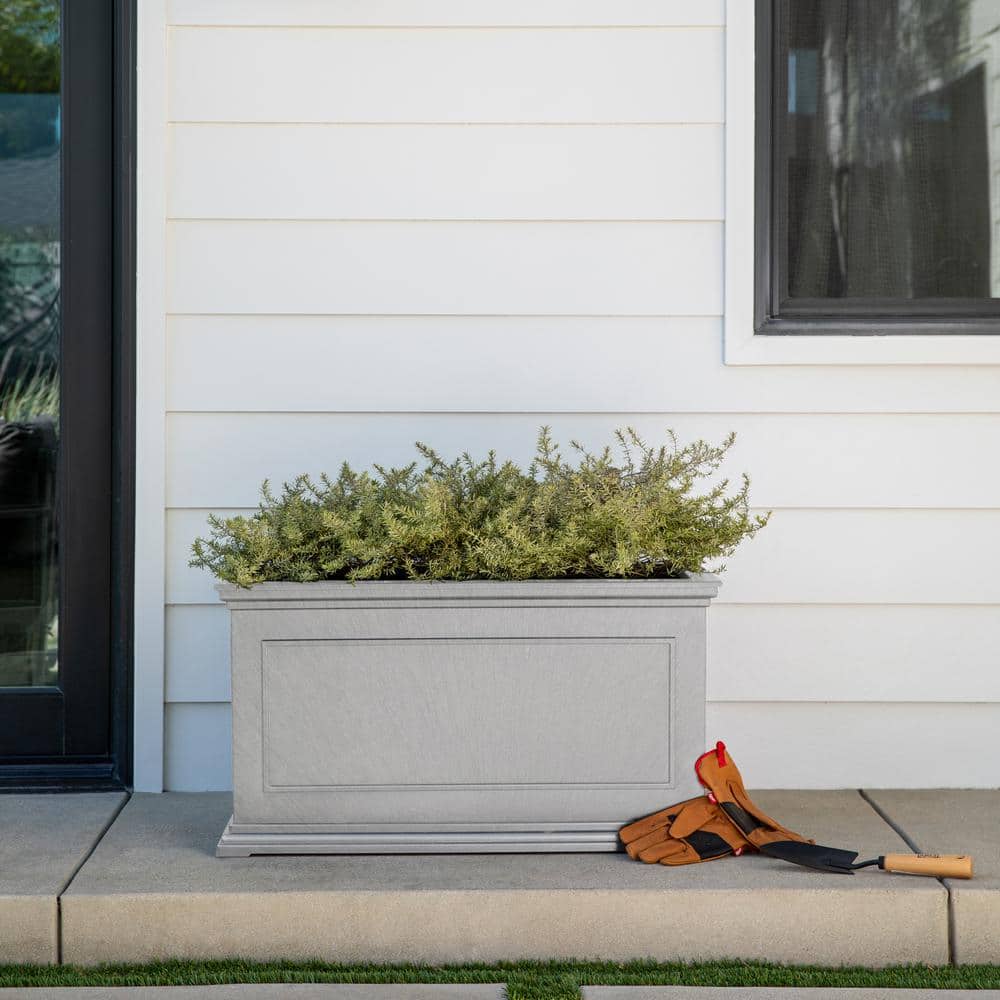 Brixton Estate 32" Polypropylene Gray Outdoor Planter