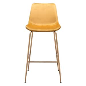 30.7 in. Yellow Low Back Metal Bar Chair with Velvet Seat