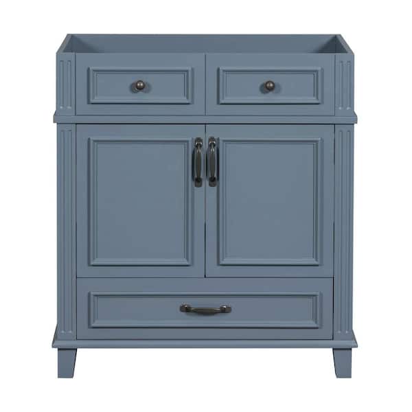 Unbranded 30 in. W x 18 in. D x 33 in. H Bath Vanity Cabinet without Top in Blue