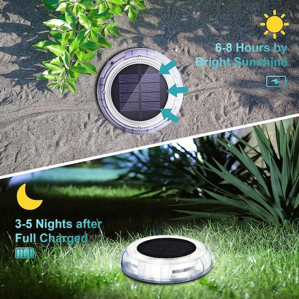 Solar Powered 4-Lights Deco Clear LED In-Ground Well Light, Garden Pool Porch Waterproof Warm White LED Solar Powered 4-Lights Deco Clear LED In-Ground Well Light, Garden Pool Porch Waterproof Warm White LED