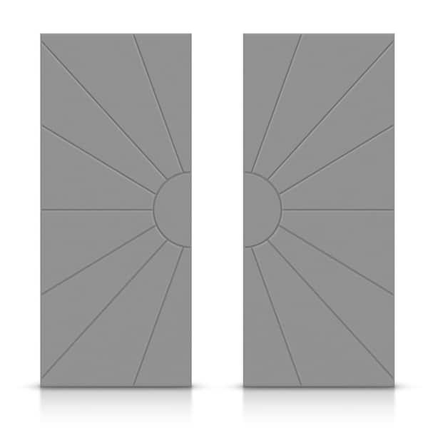 CALHOME 60 in. x 80 in. Hollow Core Light Gray Painted Composite MDF Interior Double Closet Sliding Doors