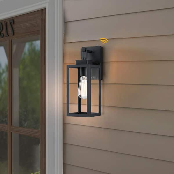 Hukoro Bonanza 14 in 1-Light Matte Black Outdoor Wall Lantern Sconce with Dusk to Dawn