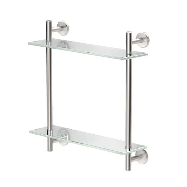 Gatco Latitude II 17 in. W 2-Tier Glass Shelf in Satin Nickel