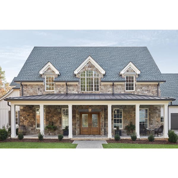 36 in. x 80 in. Right-Hand 3/4 Lite Harris Decorative Glass Hazelnut Stain Fiberglass Prehung Front Door w/Brickmould