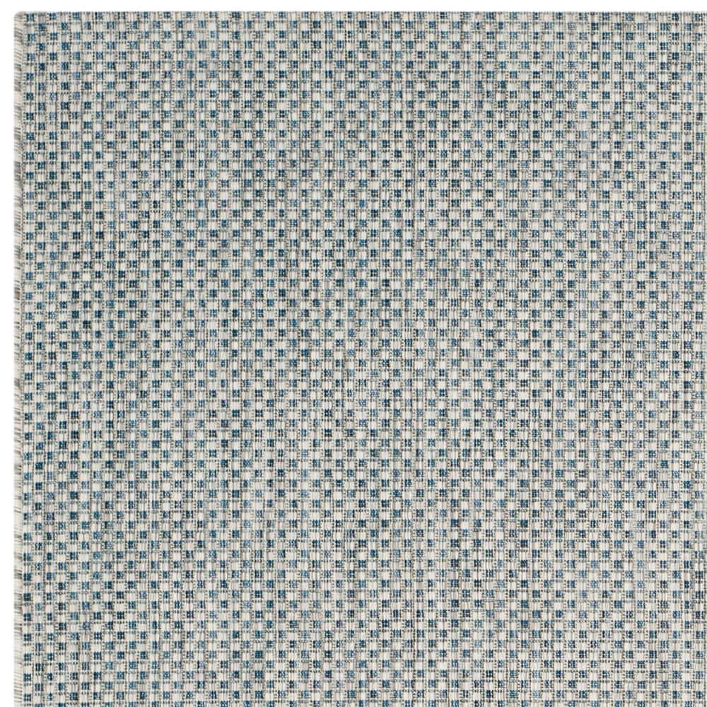 Navy and Grey Square Synthetic Outdoor Area Rug