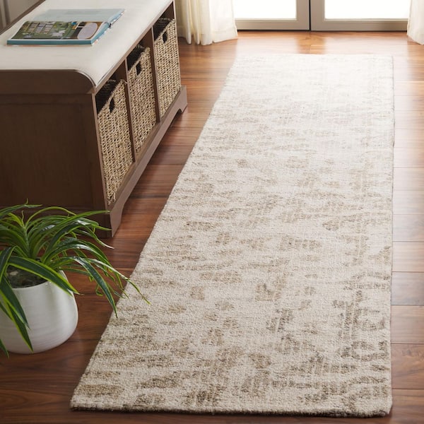 Ebony 2 ft. x 9 ft. Ivory/Gray Abstract Botanical Runner Rug