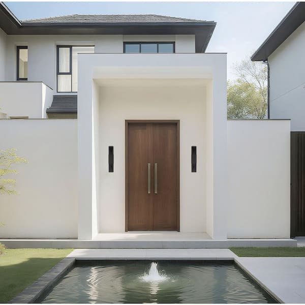 Brera 30-inch 2-light Matte Black and Textured Black Exterior Wall Sconce