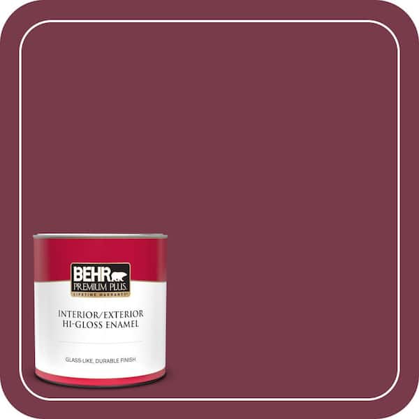 BEHR PREMIUM PLUS 1 qt. #BIC-51 July Ruby Hi-Gloss Enamel Interior/Exterior Paint & Primer