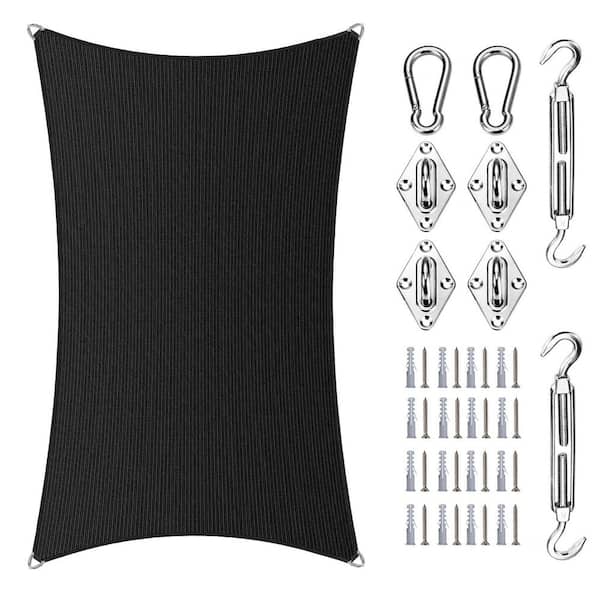 AMGO 20 ft. x 22 ft. Rectangle Pro Ring Sun Shade Sail with Hardware Kit-Black