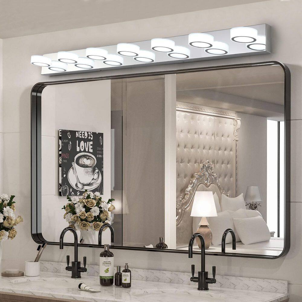 52 in Chrome 7-Light LED Vanity-Light Fixture for Bathroom Mirror with Rotatable Design and Frosted Acrylic Shades price history on PriceWatchPro