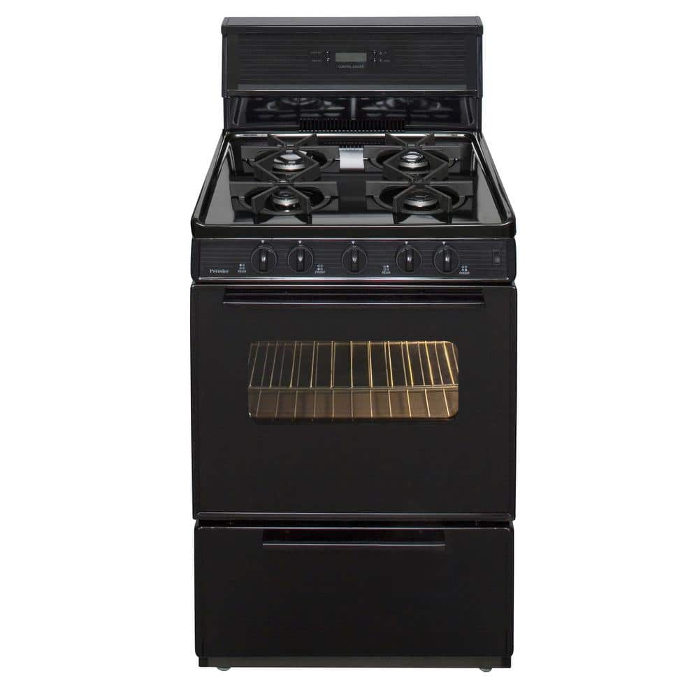 24 in. 2.97 cu. ft. Freestanding Sealed Burner Spark Ignition Gas Range in Black -  Premier, SJK340BP