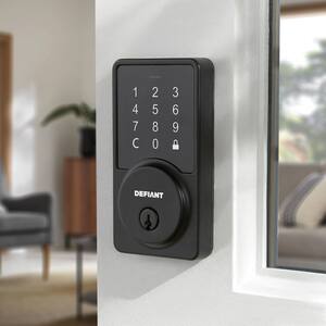 Square Matte Black Smart Wi-Fi Deadbolt Powered by Hubspace
