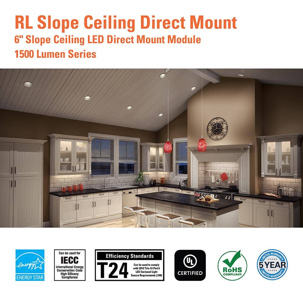 6-Inch White Aluminum LED Recessed Light for Sloped Ceilings
