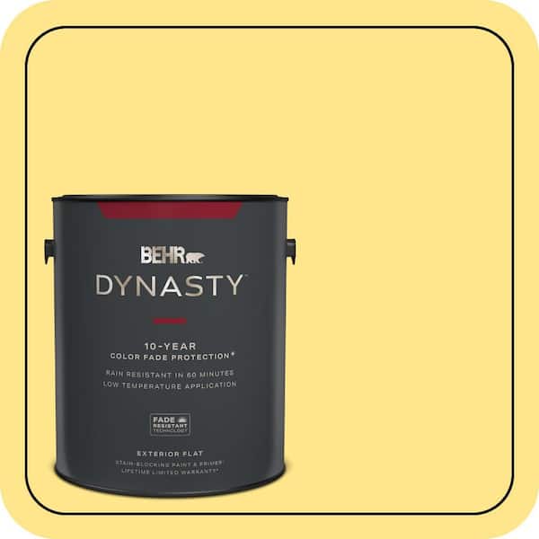 BEHR DYNASTY 1 gal. #370A-3 Bicycle Yellow Flat Exterior Stain-Blocking Paint & Primer