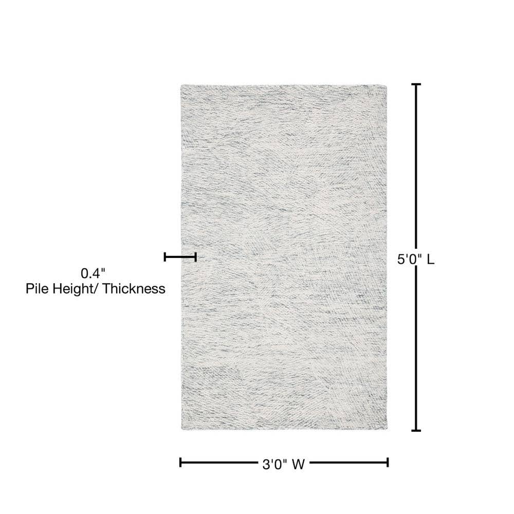 Handmade Dark Grey and Ivory Wool Tufted Rug, 3' x 5'