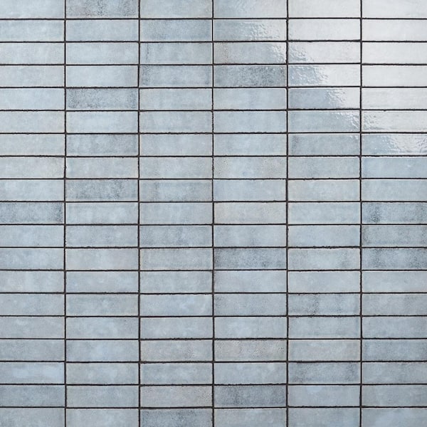 Ivy Hill Tile Vibe Arctic Blue 2.36 in. x 7.87 in. Glossy Lava Stone Cement Subway Wall Tile (3.88 sq. ft./Case)