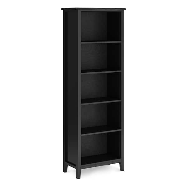 Simpli Home Artisan Solid Wood 72 in. x 26 in. Contemporary 5 Shelf Bookcase in Black