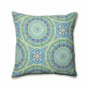 Blue Square Outdoor Square Throw Pillow