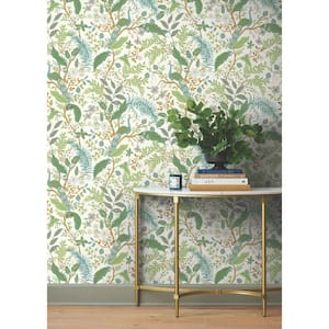 Peacock Garden White Peel and Stick Wallpaper