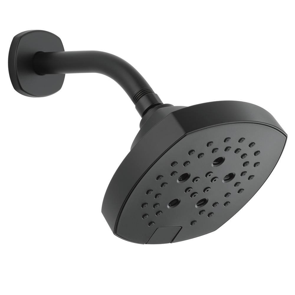 Matte Black Thermostatic Multi-Function Shower Faucet with Brass Trim