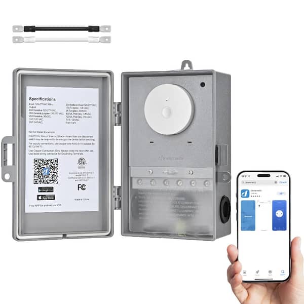 DEWENWILS 40 Amp 120/244/277 volt 7 day Outdoor Plastic WiFi Digital ...
