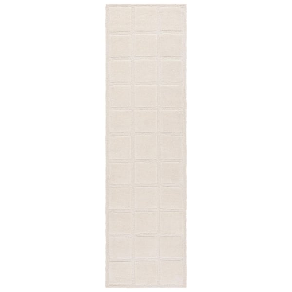 SAFAVIEH Mykonos 2 ft. x 8 ft. Ivory Solid Tile Runner Rug MKN301A-28 ...