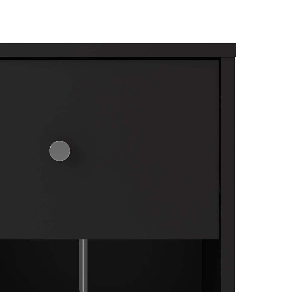 Portland Modern Black Nightstand with Open Cubbie Shelf