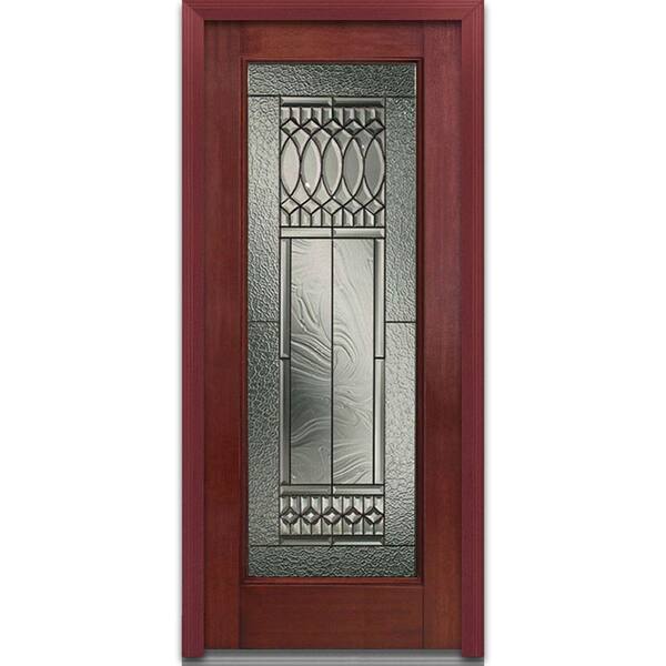 MMI Door 36 in. x 80 in. Paris Left Hand Full Lite Classic Stained Fiberglass Mahogany Prehung Front Door