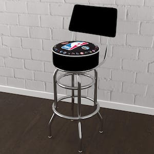 NBA Logo with All Teams 31 in. White Low Back Metal Bar Stool with Vinyl Seat